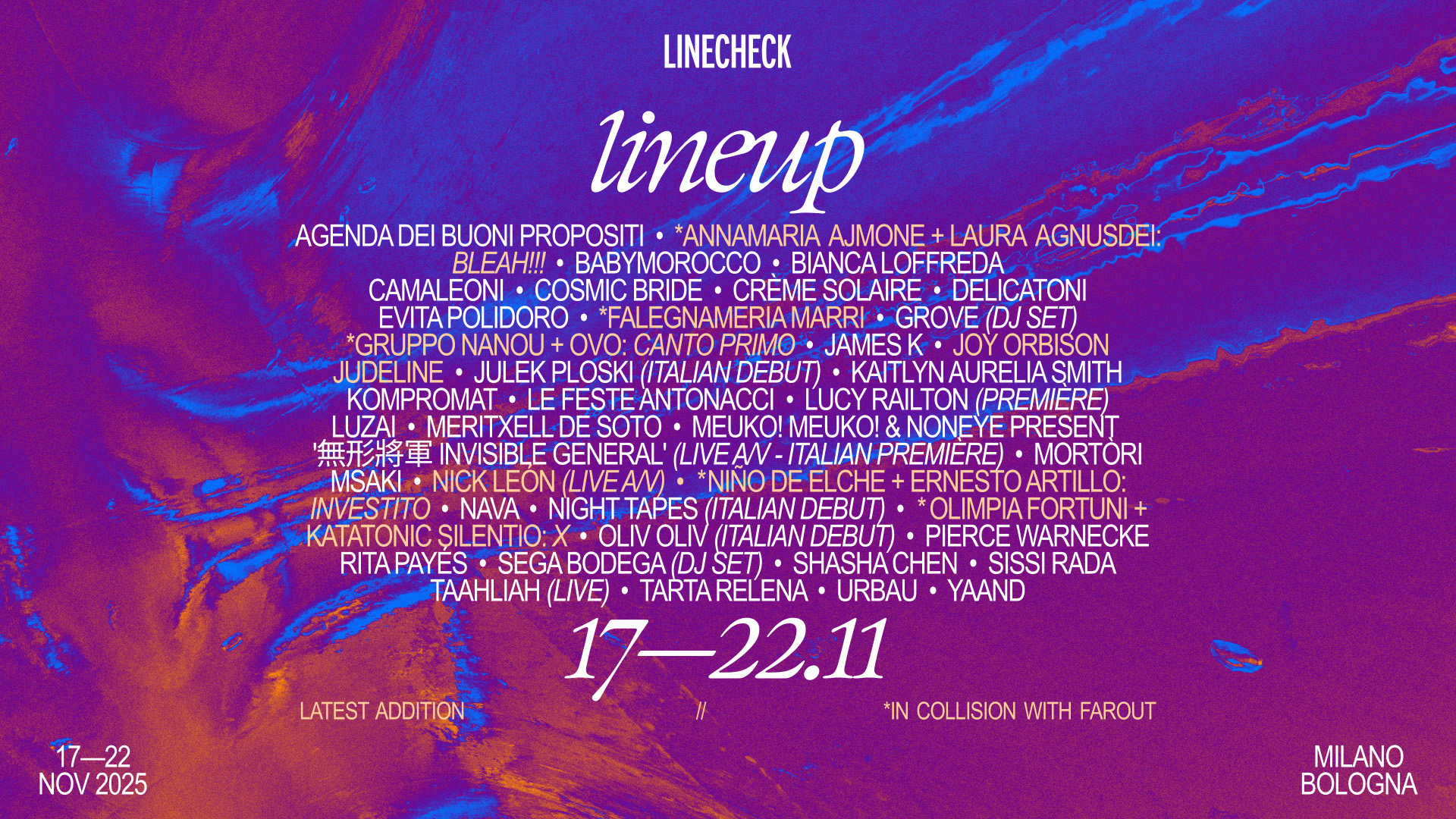 Linecheck 2025: la lineup